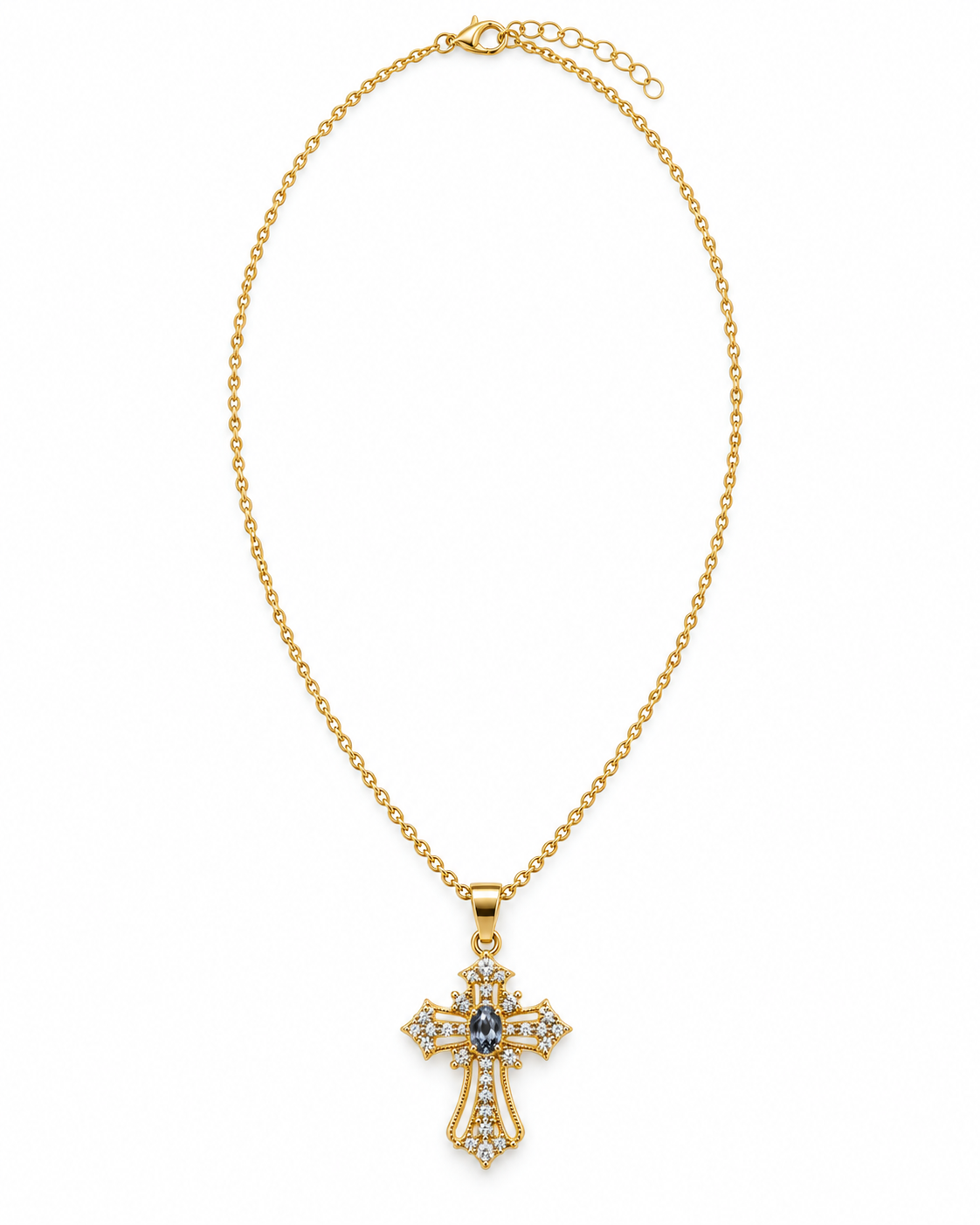 Noir Cross — Edelstahlkette · 45 cm